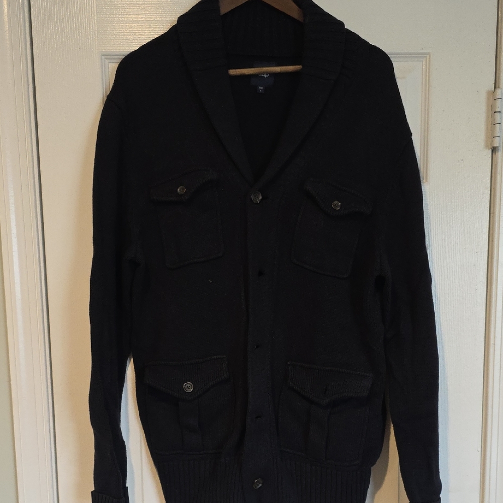 GAP Blue Cardigan Sweater Knitted Texture